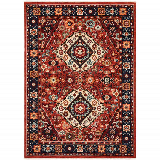 10' X 13' Red And Blue Oriental Area Rug