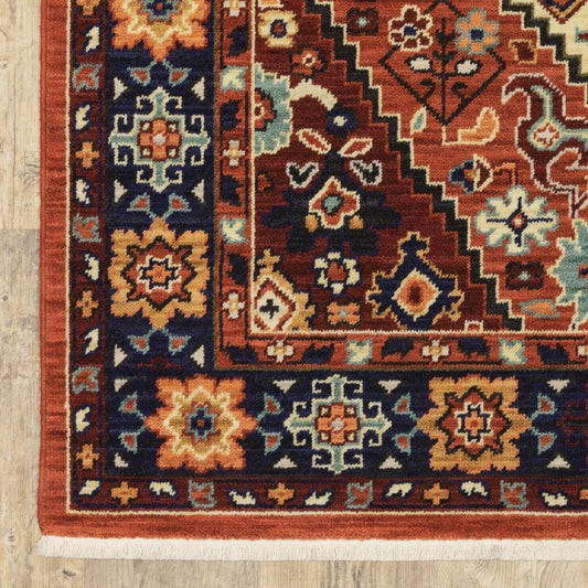 10' X 13' Red And Blue Oriental Area Rug