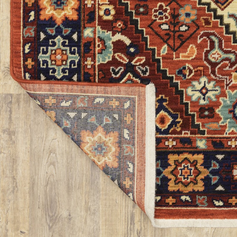 10' X 13' Red And Blue Oriental Area Rug