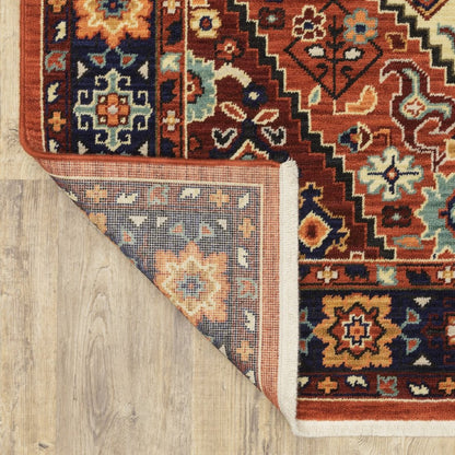 10' X 13' Red And Blue Oriental Area Rug