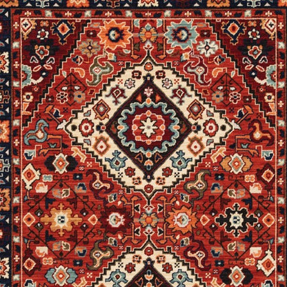 10' X 13' Red And Blue Oriental Area Rug