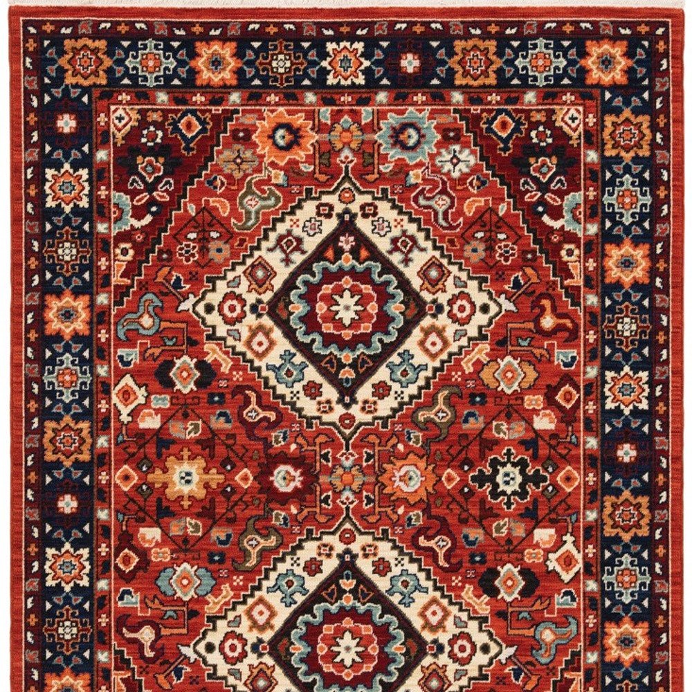 10' X 13' Red And Blue Oriental Area Rug