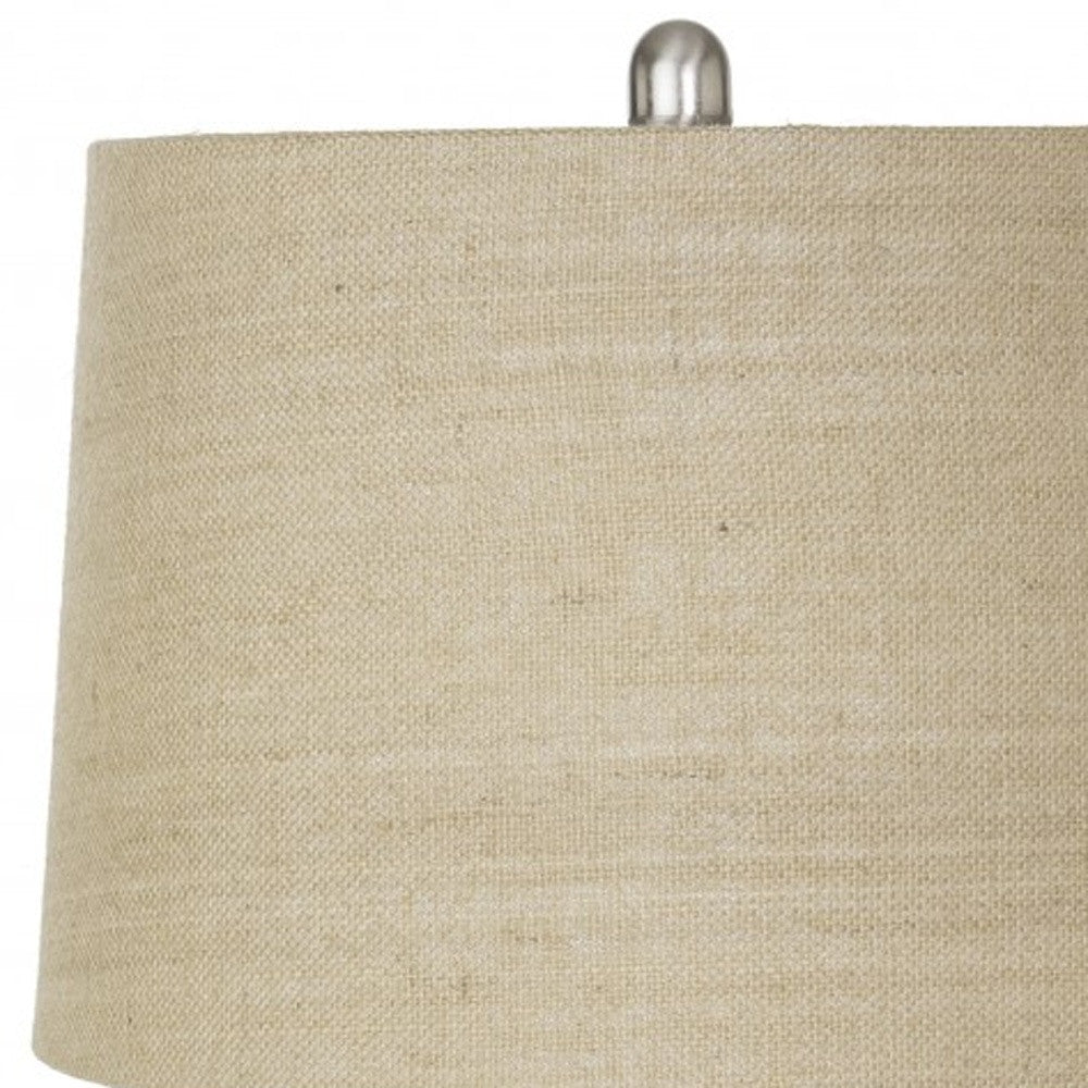 Set of Two 28" Light Blue And Silver Glass And Metal Coastal Table Lamps