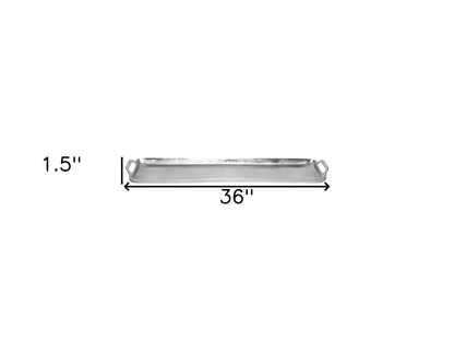 36" Silver Stainless Steel Serving Tray With Handles