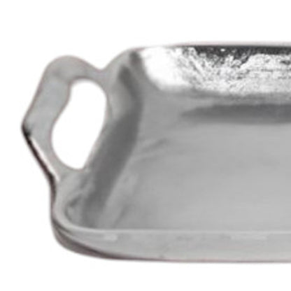 36" Silver Stainless Steel Serving Tray With Handles