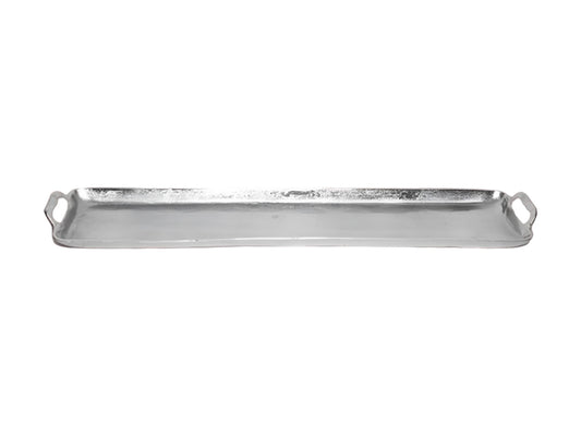 36" Silver Stainless Steel Serving Tray With Handles