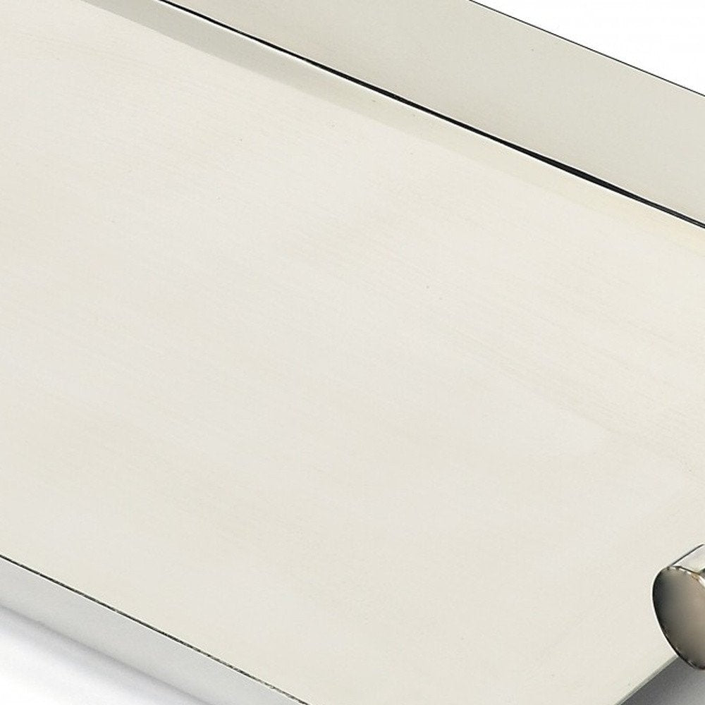 19" Silver Stainless Steel Serving Tray With Horn Handles