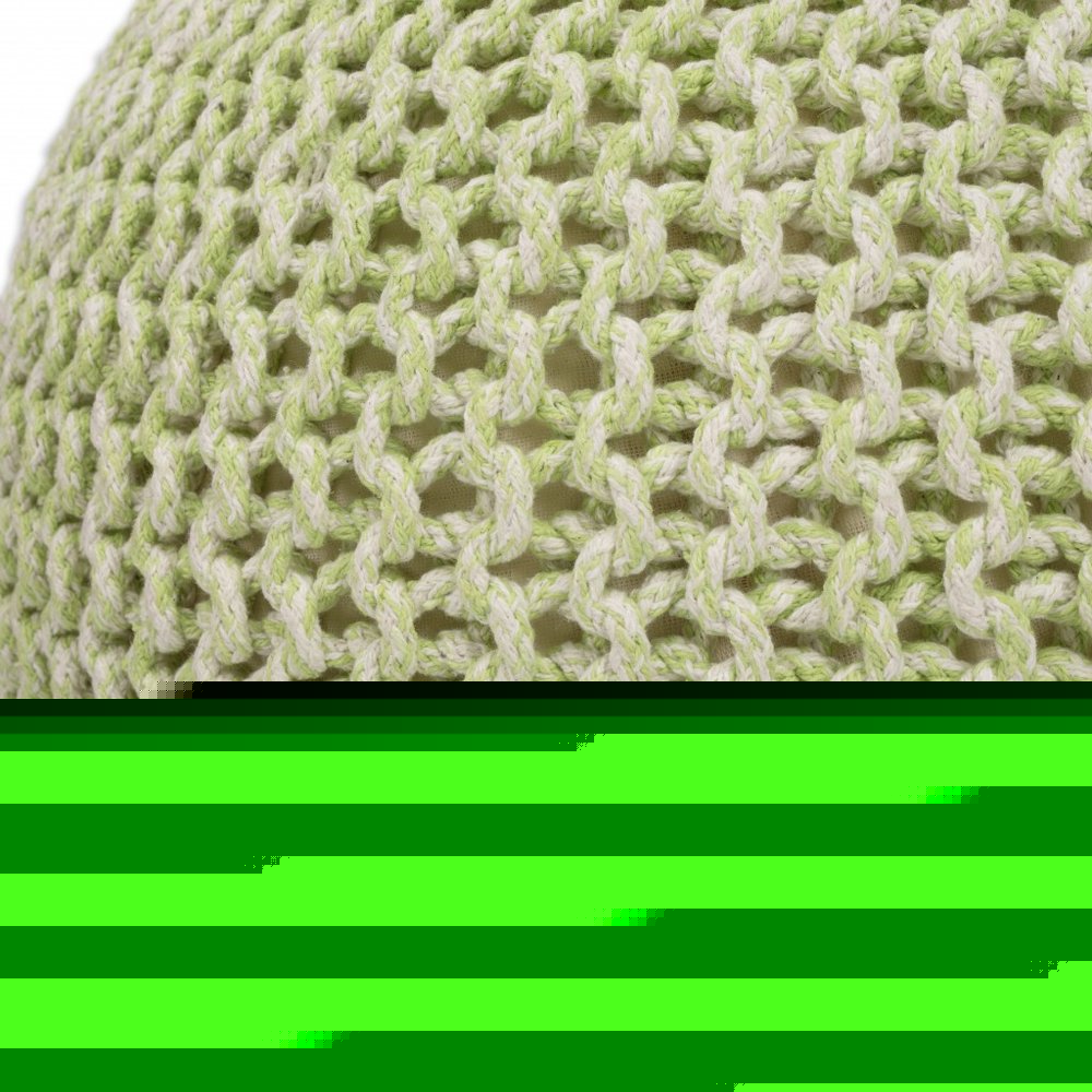 19" Green Wool Round Pouf Ottoman