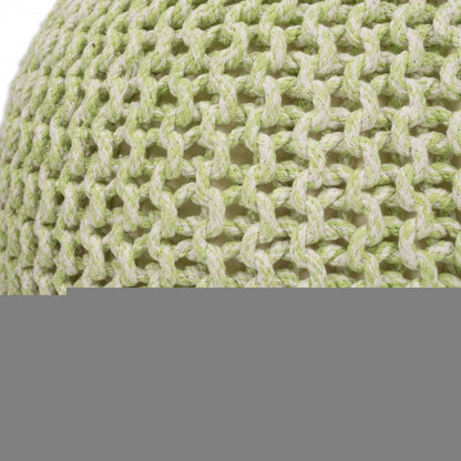 19" Green Wool Round Pouf Ottoman