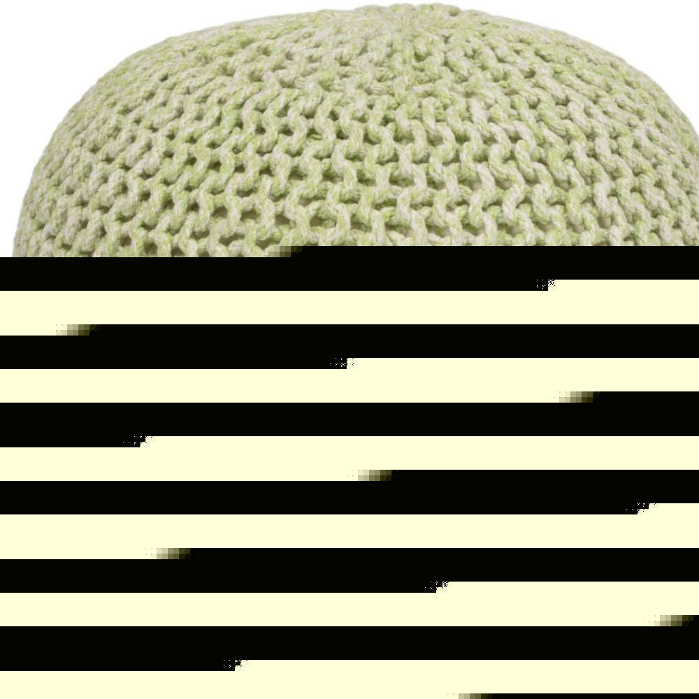 19" Green Wool Round Pouf Ottoman