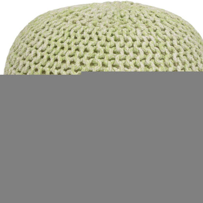 19" Green Wool Round Pouf Ottoman