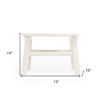 10" White Solid Wood Step Stool