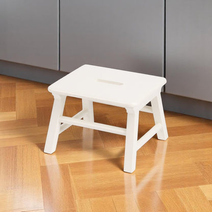 10" White Solid Wood Step Stool