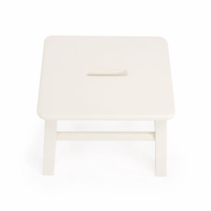 10" White Solid Wood Step Stool