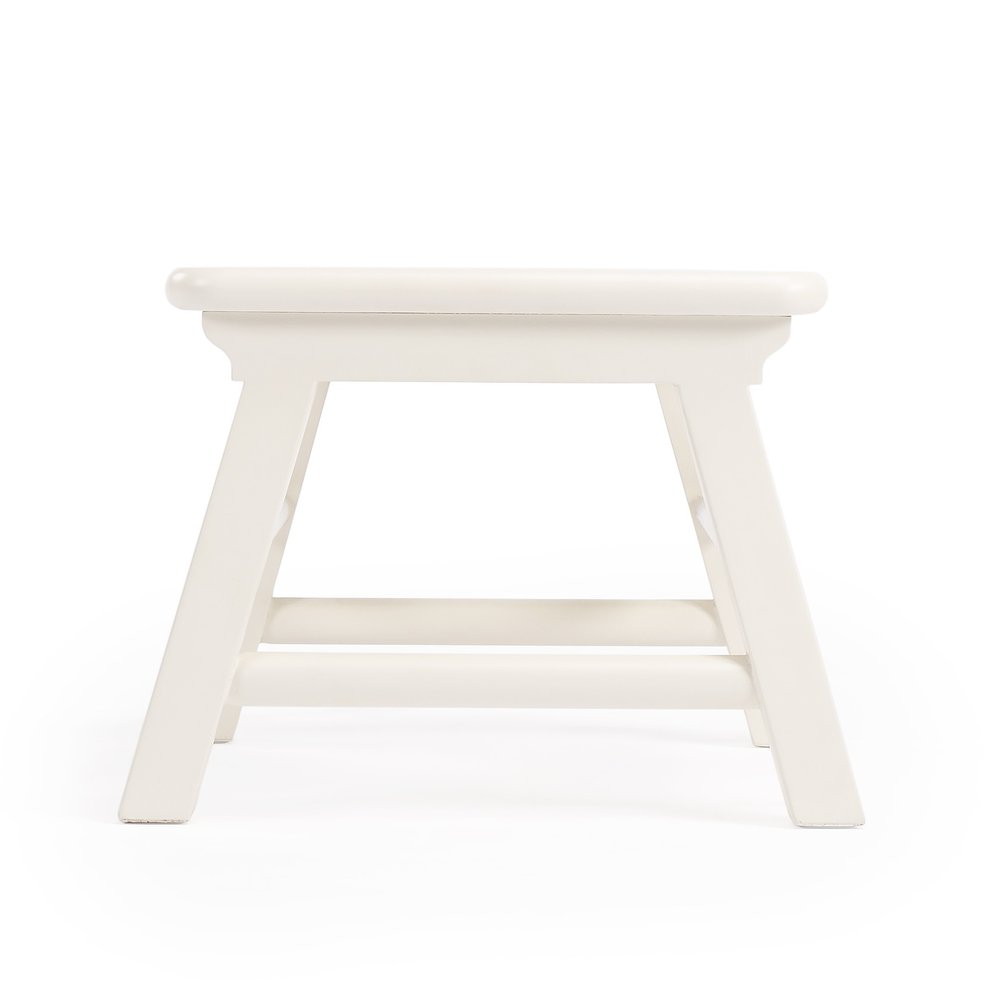 10" White Solid Wood Step Stool