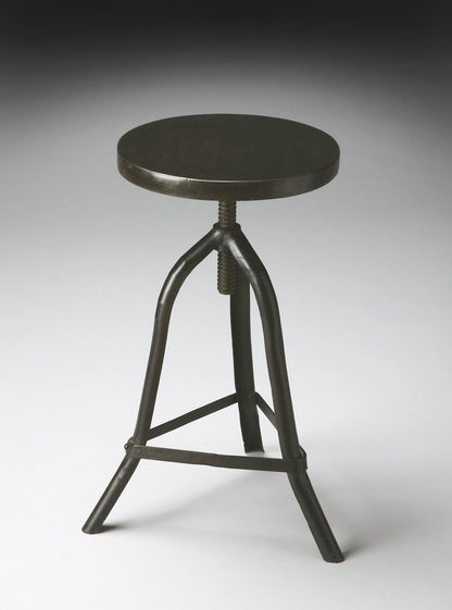 Black Solid Wood And Iron Backless Adjustable Height Bar Chair