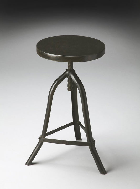 Black Solid Wood And Iron Backless Adjustable Height Bar Chair