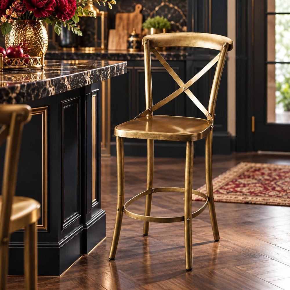 24" Gold Iron Bar Chair
