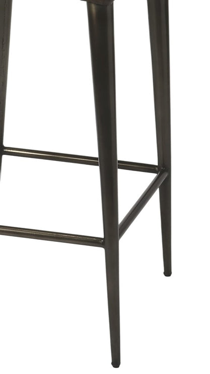 32" Brown and Black Manufactured Wood and Iron Bar Chair