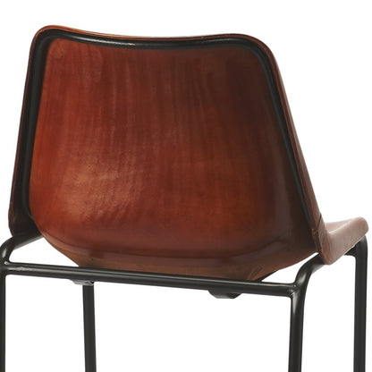 28" Brown And Black Wood And Iron Bar Chair