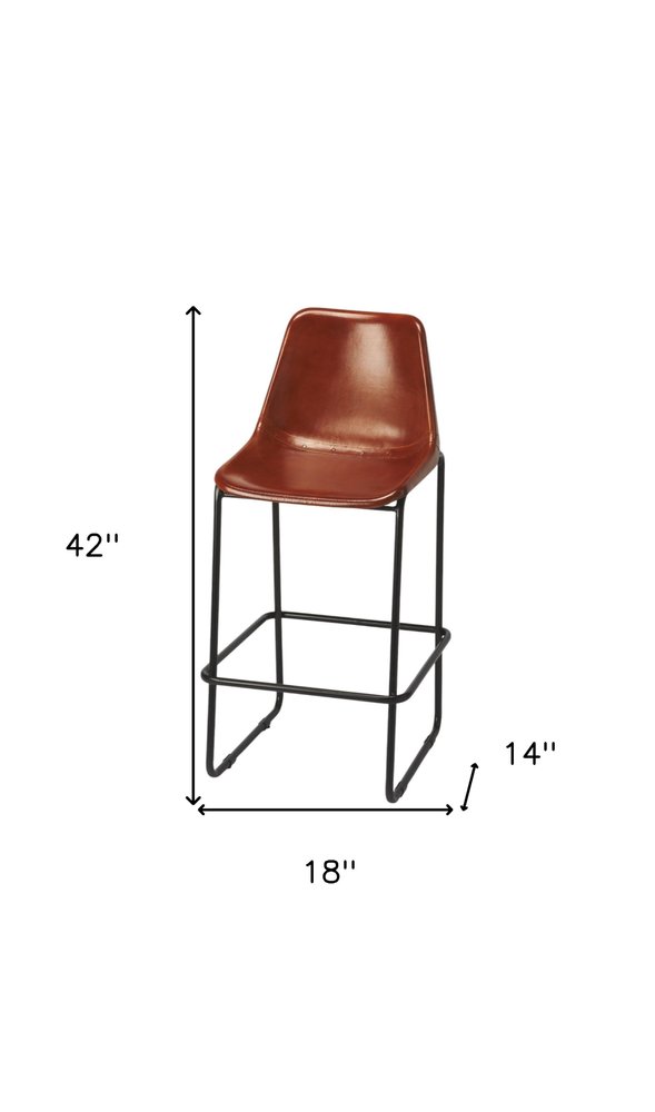 28" Brown And Black Wood And Iron Bar Chair