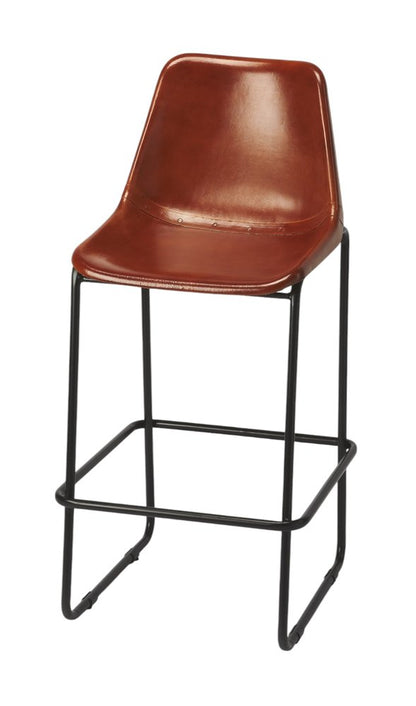 28" Brown And Black Wood And Iron Bar Chair