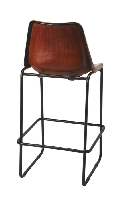 28" Brown And Black Wood And Iron Bar Chair