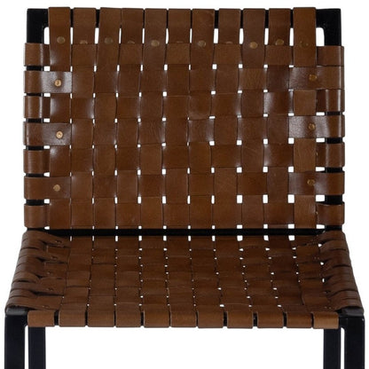 28" Brown And Black Iron Counter Height Bar Chair