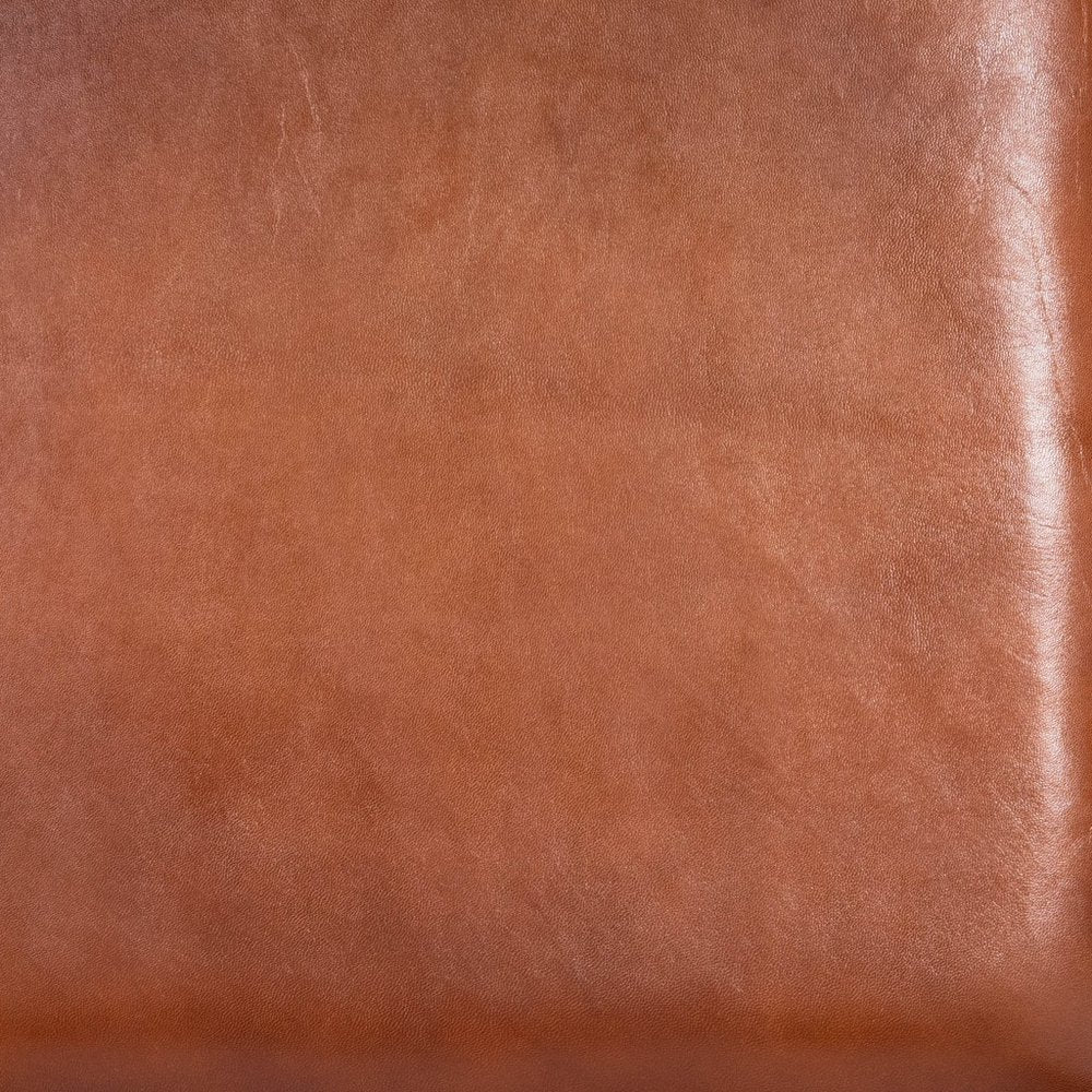 27" Brown And Black Genuine Leather And Iron Bar Chair
