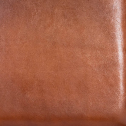 27" Brown And Black Genuine Leather And Iron Bar Chair