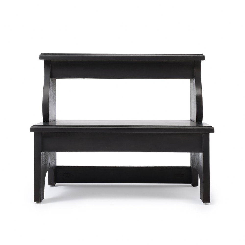 18" Dark Brown Solid and Manufactured Wood Footstool