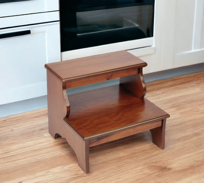 15" Brown Solid Wood and Solid and Manufactured Wood Backless Bar Chair