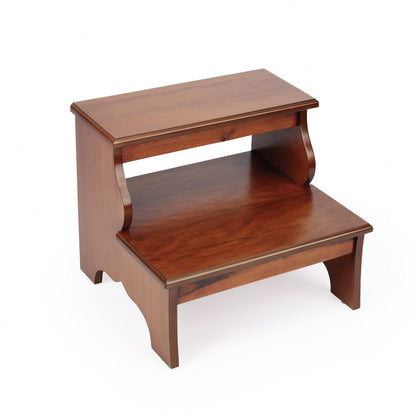15" Brown Solid Wood And Wood Backless Bar Chair