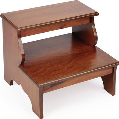 15" Brown Solid Wood And Wood Backless Bar Chair