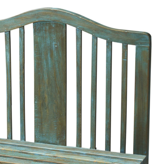 30" Blue Solid Wood Garden Patio Bench