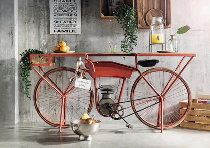 72" Orange Flying Merkel Motorcycle Bar Cart