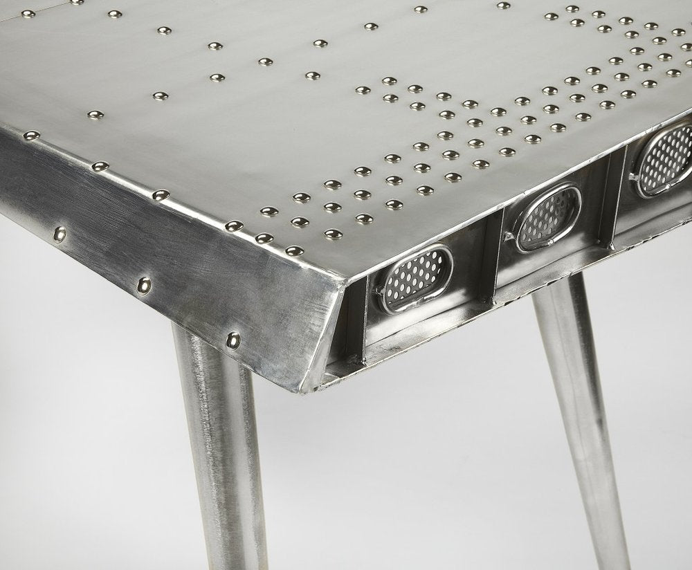68" Silver Metal Writing Desk