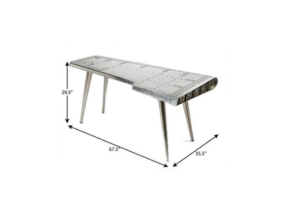 68" Silver Metal Writing Desk