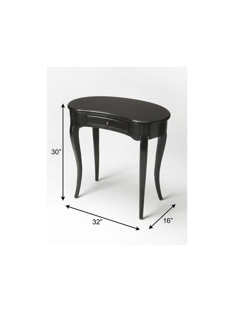 32" Black Solid Manufactured Wood Kidney Writing Desk