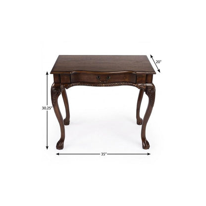 35" Brown Solid Wood Writing Desk