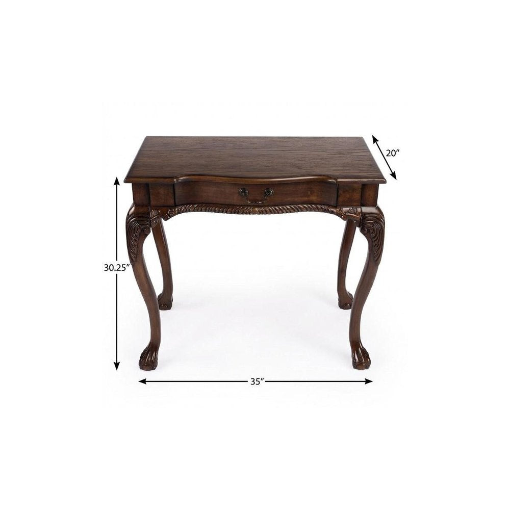 35" Brown Solid Wood Writing Desk