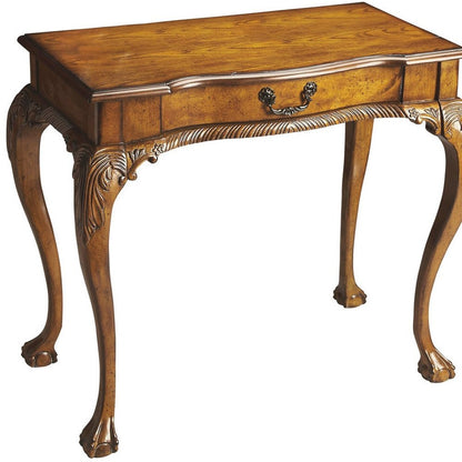 35" Brown Solid Wood Writing Desk