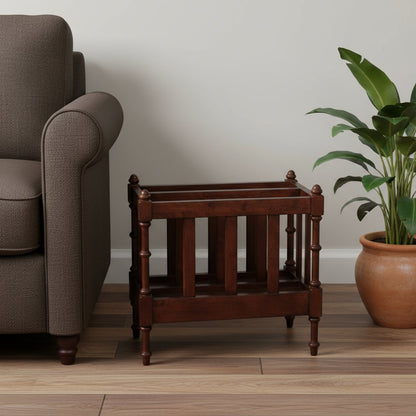 17" Brown Solid Wood Magazine Holder