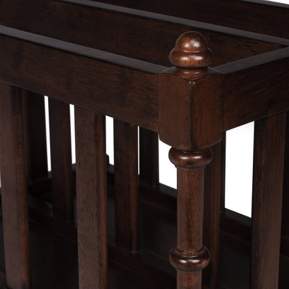 17" Brown Solid Wood Magazine Holder