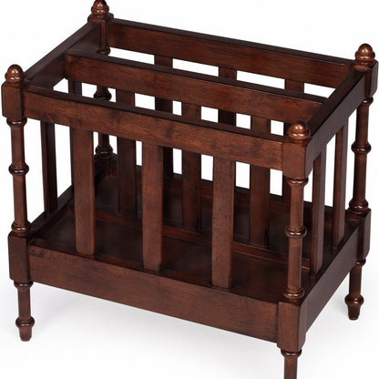 17" Brown Solid Wood Magazine Holder