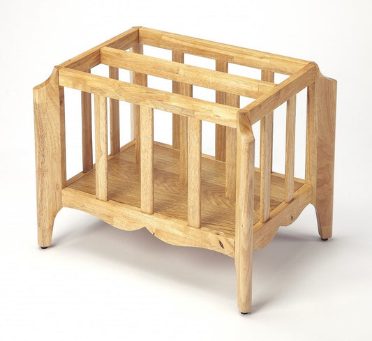 21" Natural Solid Wood Magazine Holder