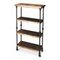 62" Brown Iron and Wood Three Tier Bookcase