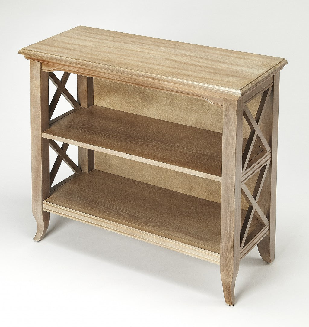 30" Brown Wood Two Tier Bookcase