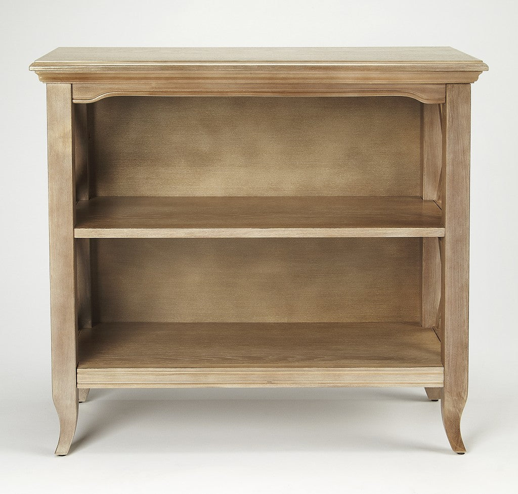 30" Brown Wood Two Tier Bookcase