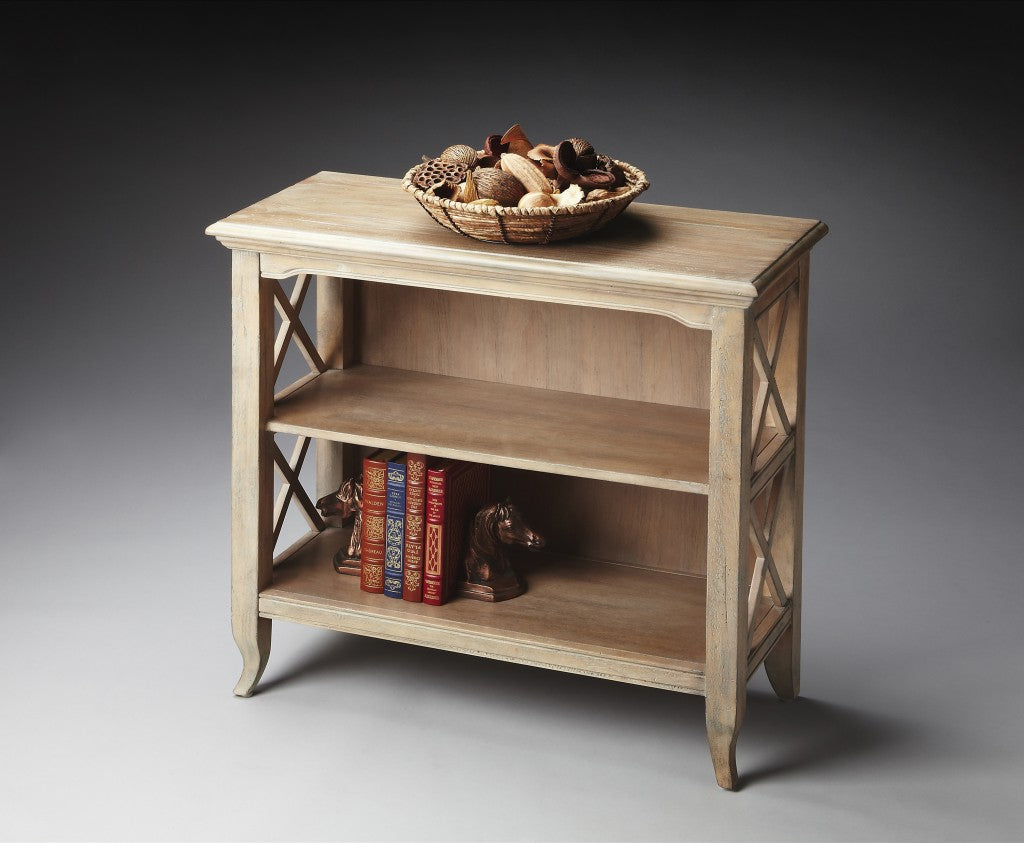 30" Brown Wood Two Tier Bookcase